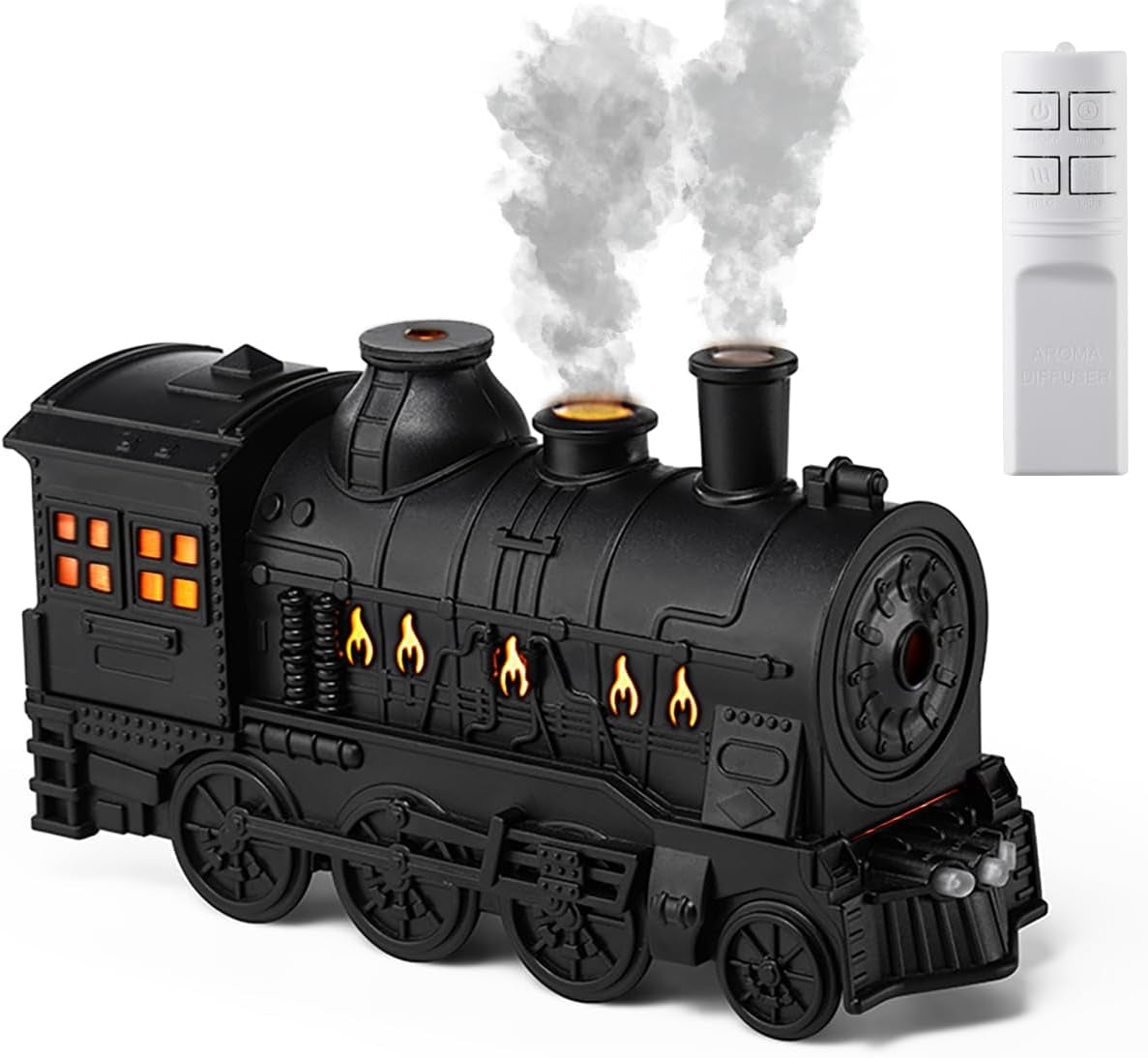 Steam Express Train Aroma Diffuser – Ultrasonic Cool Mist Humidifier with Lights, Sounds & Jellyfish Smoke Effect | Unique Flame Oil Diffuser for Men, Dads & Kids