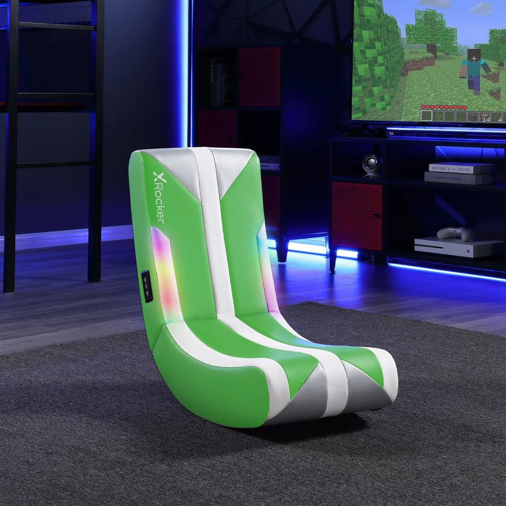 Navigator Floor Rocker Gaming Chair with RGB Lighting, Green