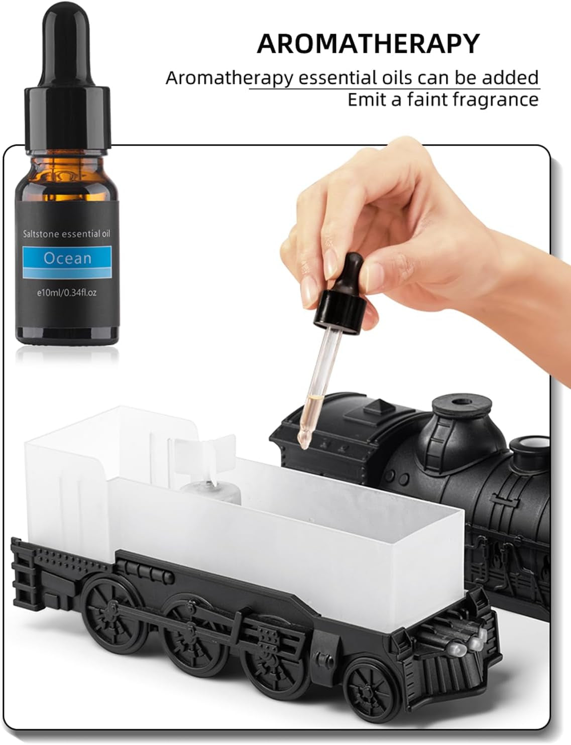Steam Express Train Aroma Diffuser – Ultrasonic Cool Mist Humidifier with Lights, Sounds & Jellyfish Smoke Effect | Unique Flame Oil Diffuser for Men, Dads & Kids