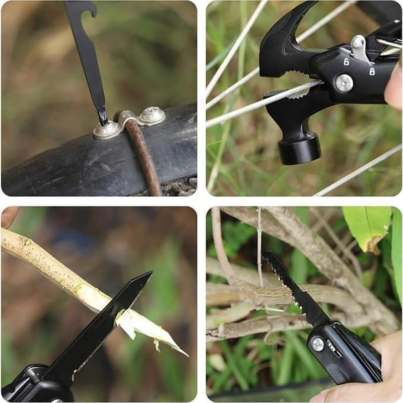 14-In-1 Multitool Hammer, Multitool with DIY Stickers, Safety Lock, Screwdriver Bits Set and Durable Nylon Sheath, Multi Tool for Outdoor, Ideal Gifts for Father, Husband, Boyfriend,Camping Essentials Mens Gift for Him, Birthday Gift Idea,Mini Multi Tool