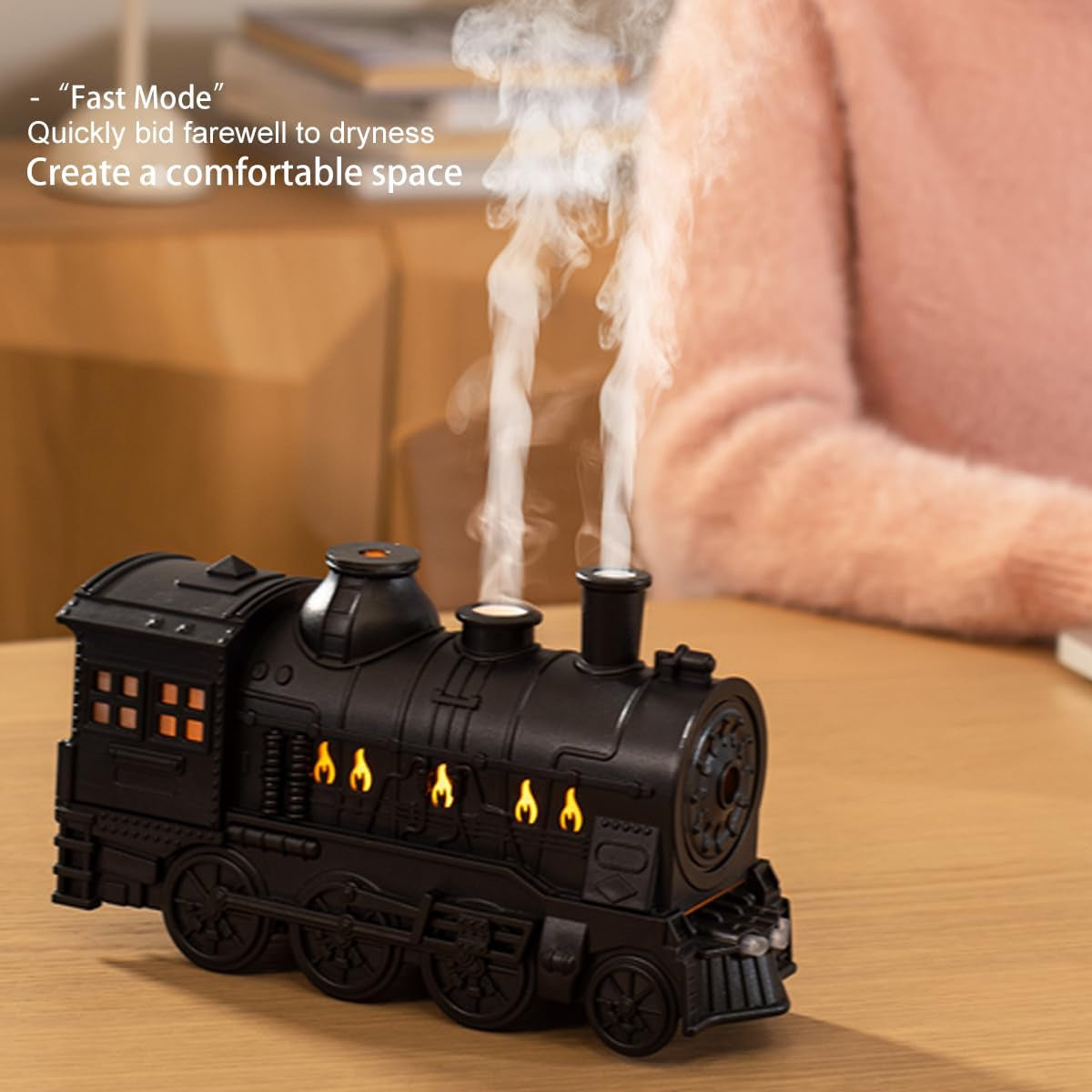 Steam Express Train Aroma Diffuser – Ultrasonic Cool Mist Humidifier with Lights, Sounds & Jellyfish Smoke Effect | Unique Flame Oil Diffuser for Men, Dads & Kids