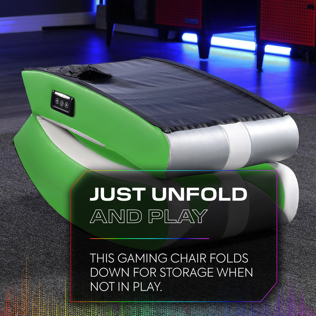 Navigator Floor Rocker Gaming Chair with RGB Lighting, Green