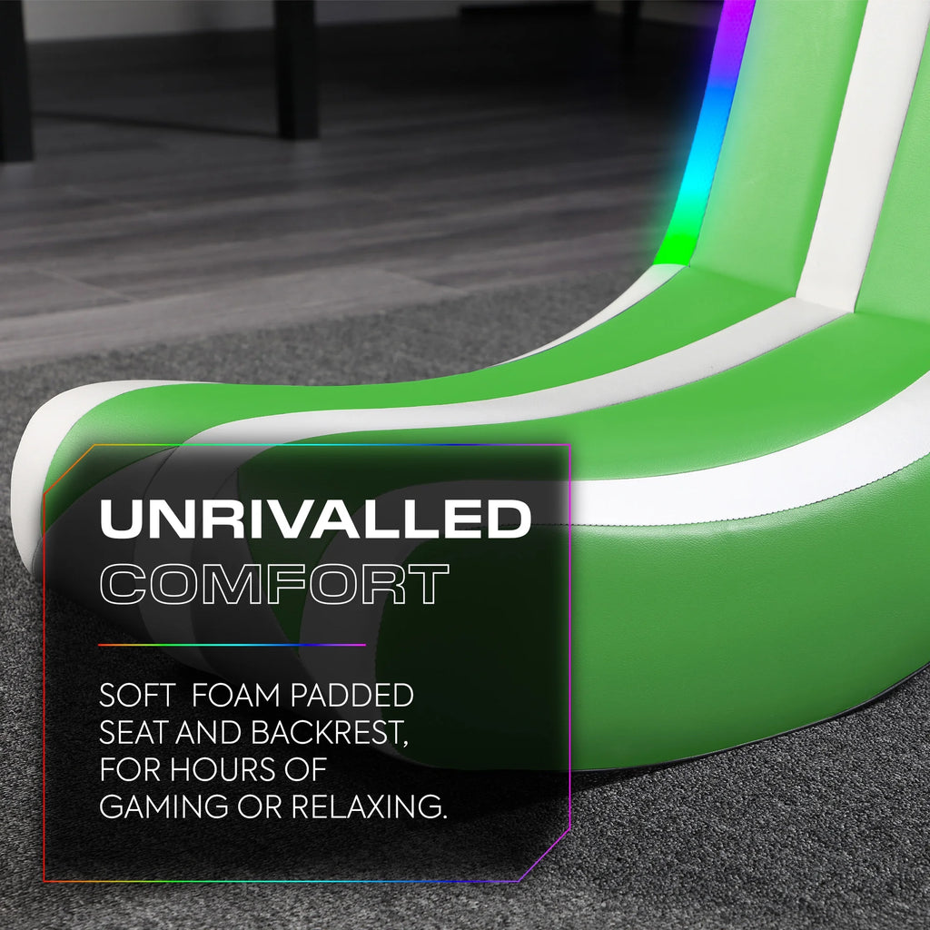 Navigator Floor Rocker Gaming Chair with RGB Lighting, Green