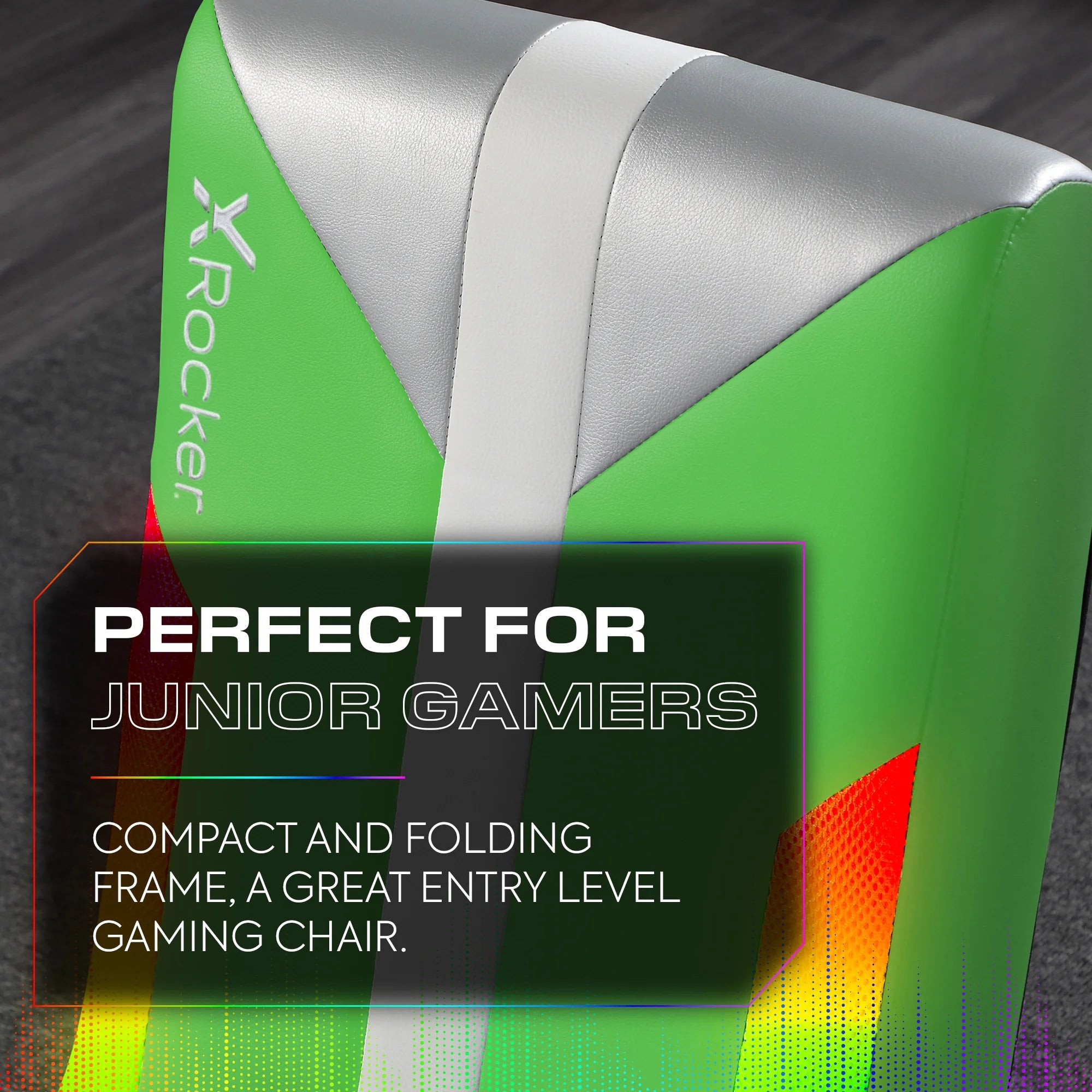 Navigator Floor Rocker Gaming Chair with RGB Lighting, Green