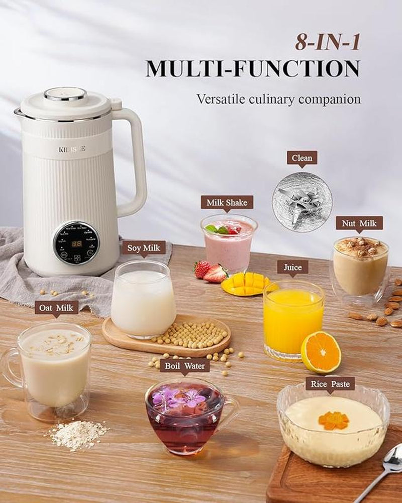KIDISLE 8-In-1 Multifunctional Automatic Nut Milk Machine & Coffee Maker 32Oz Auto Self-Cleaning Delay Start Keep Warm Boil Water Stainless Steel Black/White - Kitchen Appliances