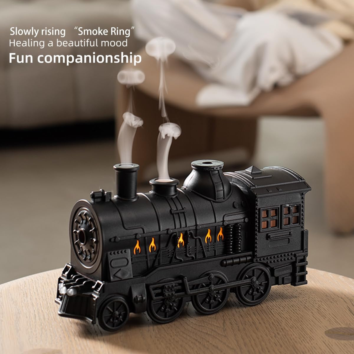 Steam Express Train Aroma Diffuser – Ultrasonic Cool Mist Humidifier with Lights, Sounds & Jellyfish Smoke Effect | Unique Flame Oil Diffuser for Men, Dads & Kids